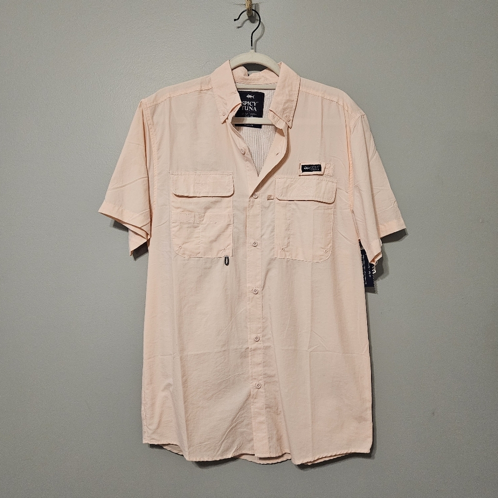 Short-Sleeve Casual Button Down Shirt - Light Pink